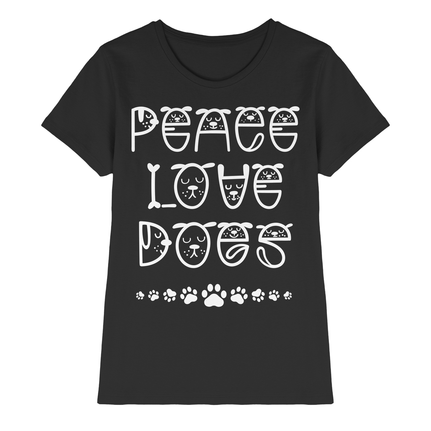 Premium Pfotenpoesie Shirt Peace Love Dogs