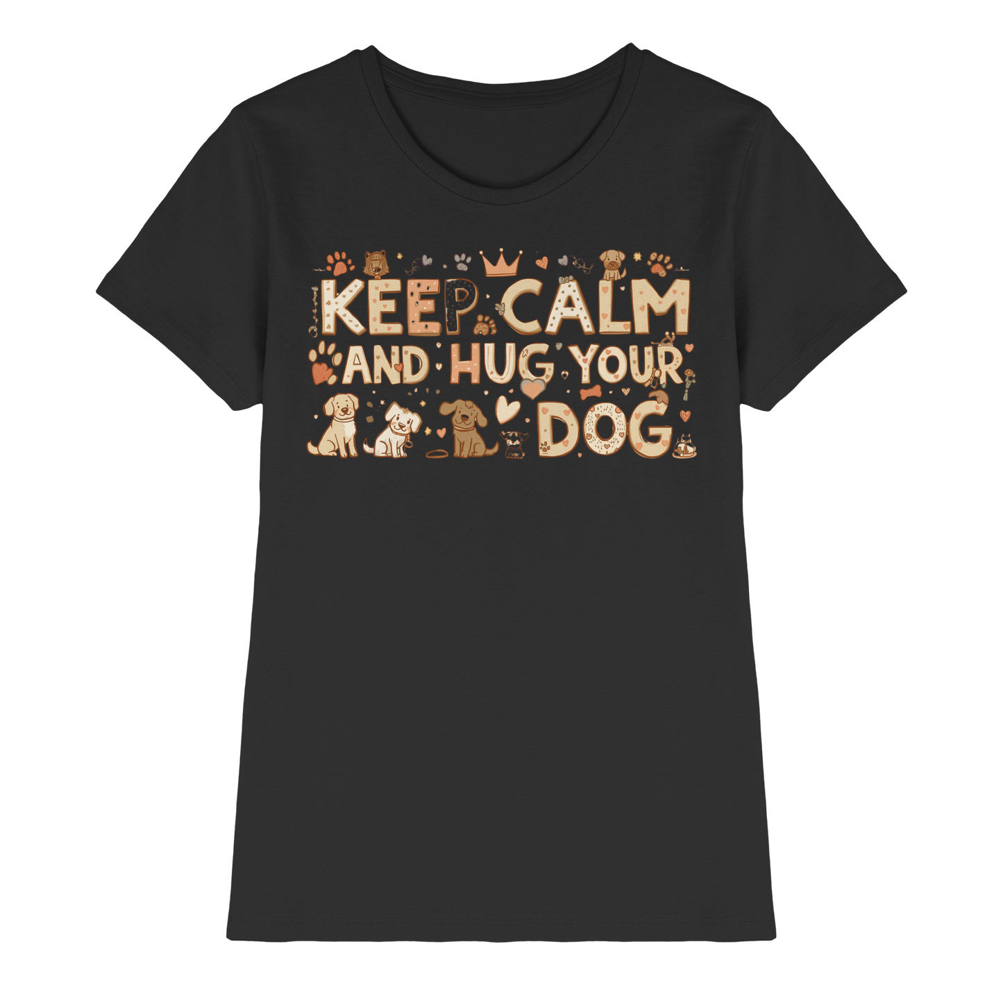 Premium Pfotenpoesie Shirt Keep Calm And Hug Your Dog