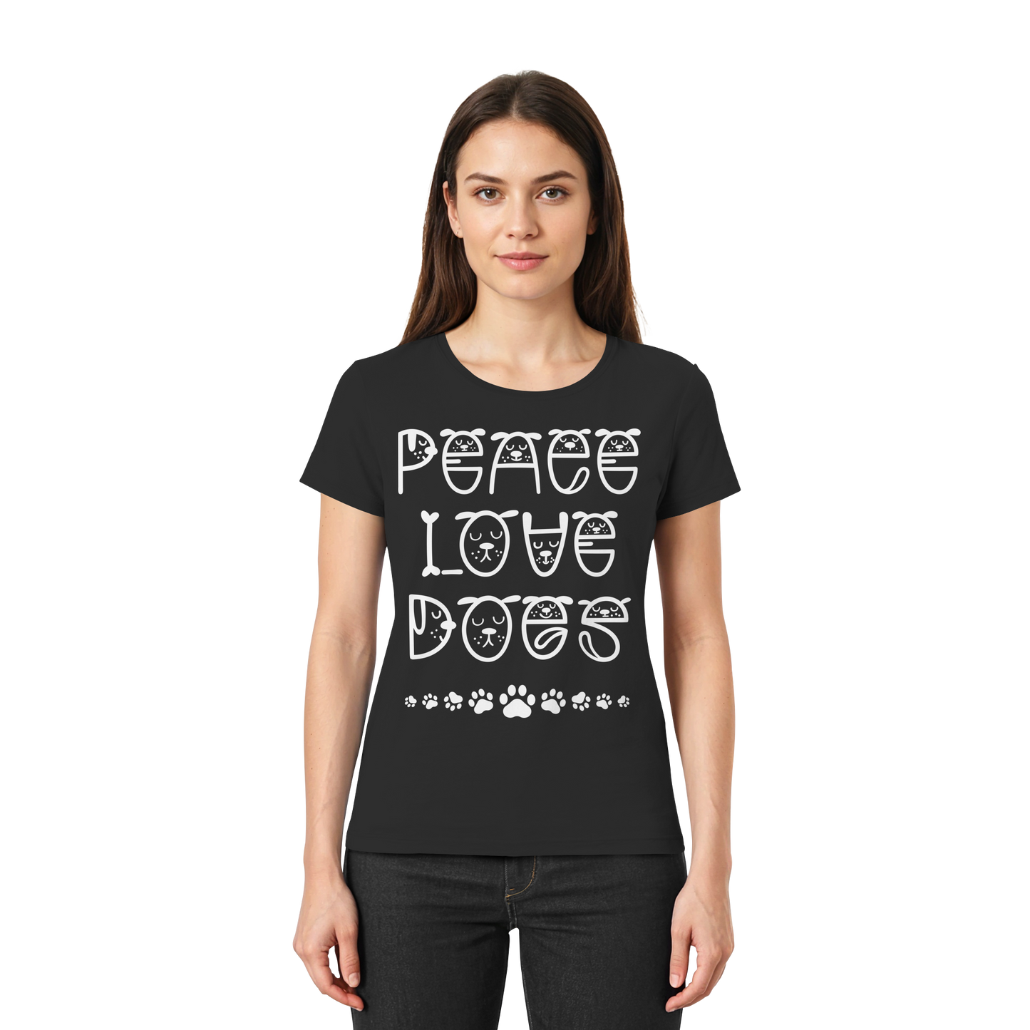 Premium Pfotenpoesie Shirt Peace Love Dogs