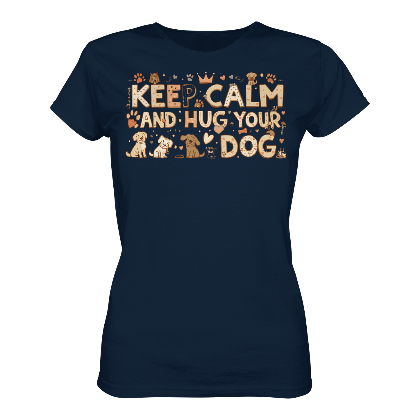 Premium Pfotenpoesie Shirt Keep Calm And Hug Your Dog