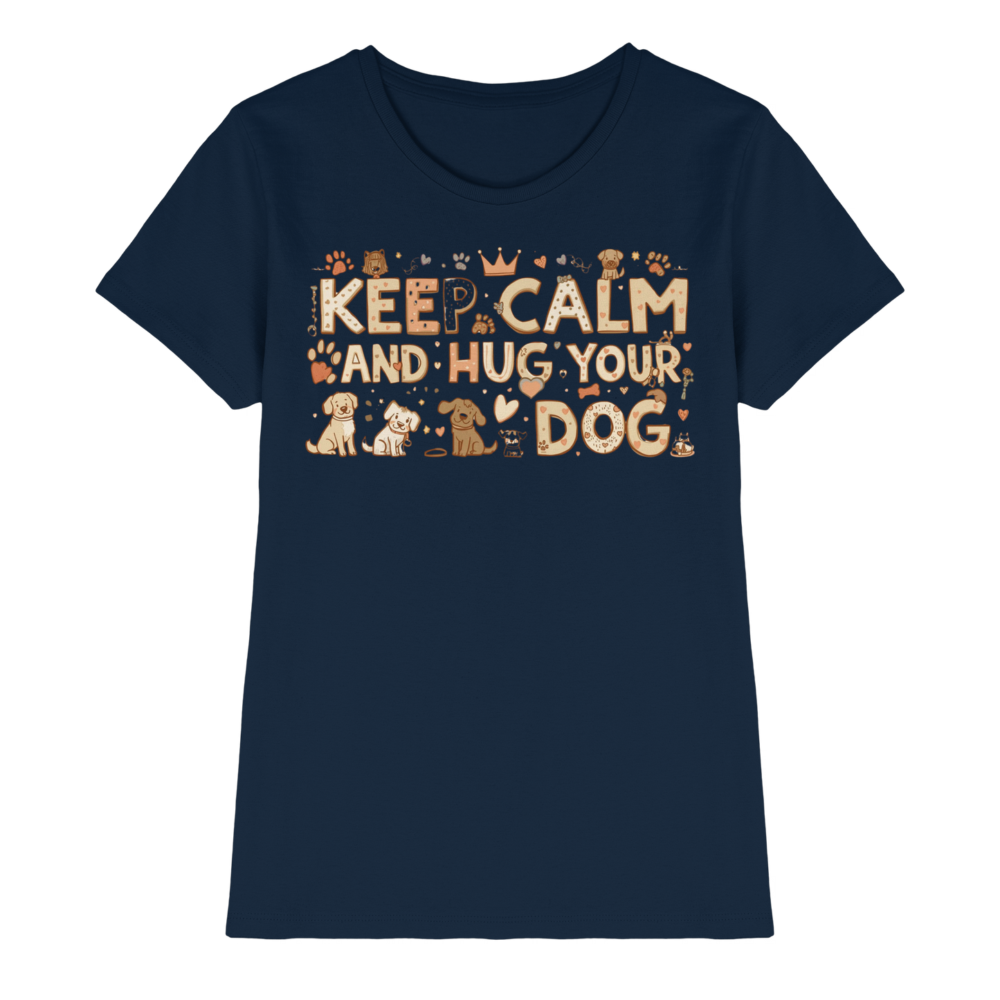 Premium Pfotenpoesie Shirt Keep Calm And Hug Your Dog