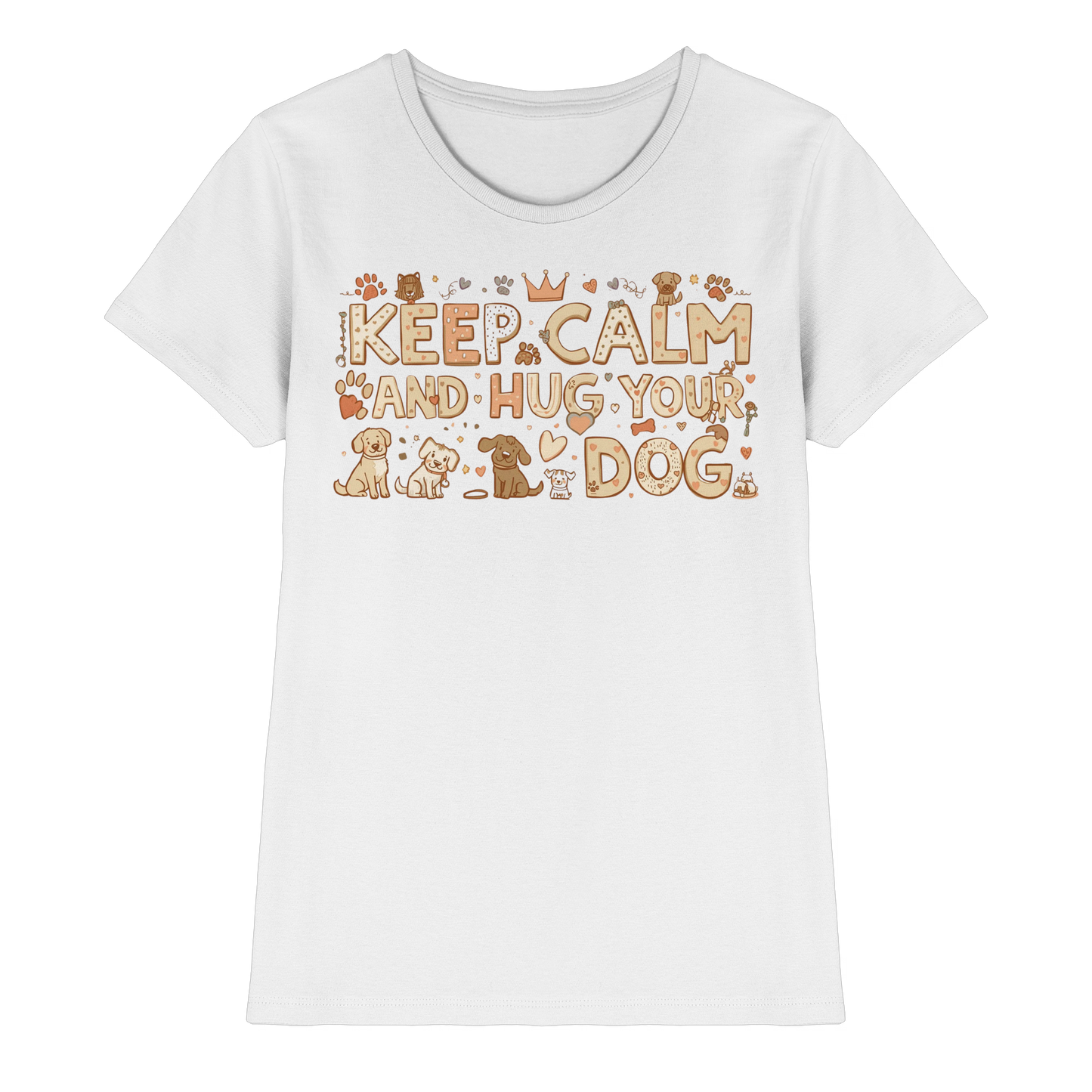 Premium Pfotenpoesie Shirt Keep Calm And Hug Your Dog