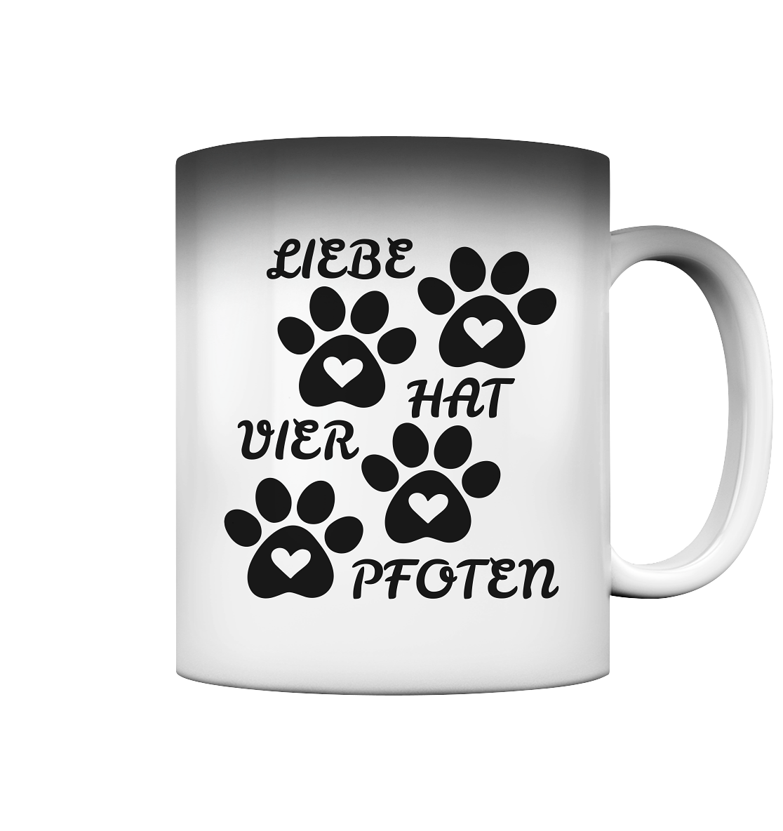 Premium Pfotenpoesie Magic Tasse LIEBE HAT VIER PFOTEN