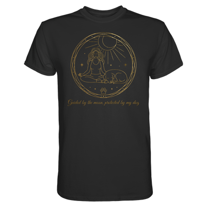 Guided by the Moon, Protected by My Dog Premium Unisex Shirt Pfotenpoesie