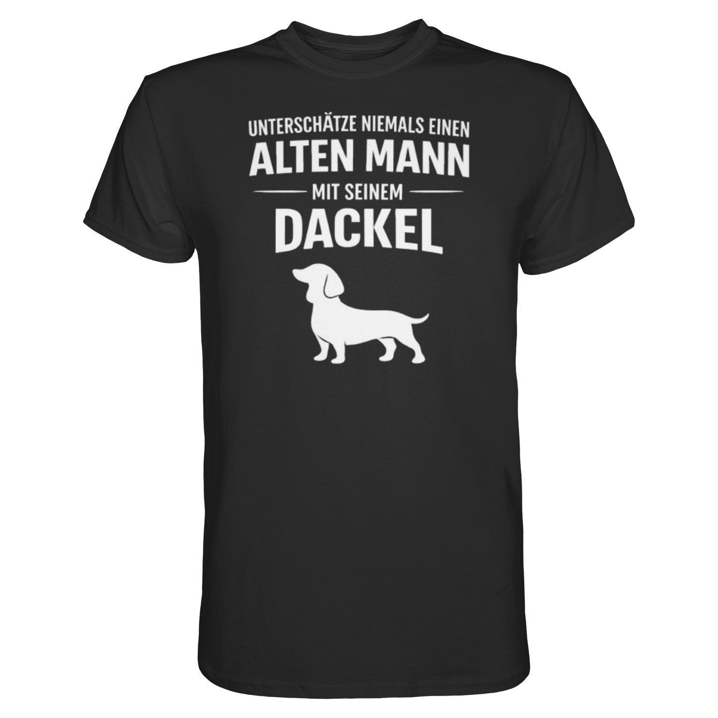 Premium Pfotenpoesie T-Shirt Unterschätze niemals einen Alten Mann mit seinem Dackel