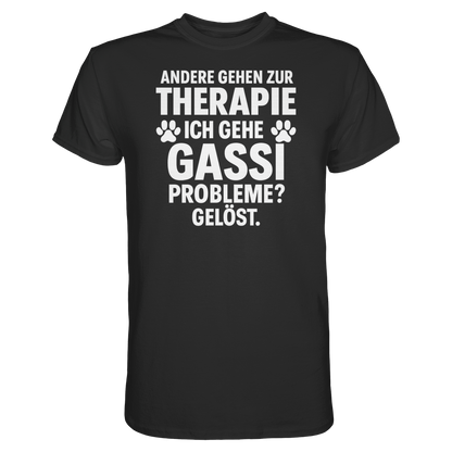 Andere gehen zur Therapie, ich gehe Gassi Premium Unisex Shirt Pfotenpoesie
