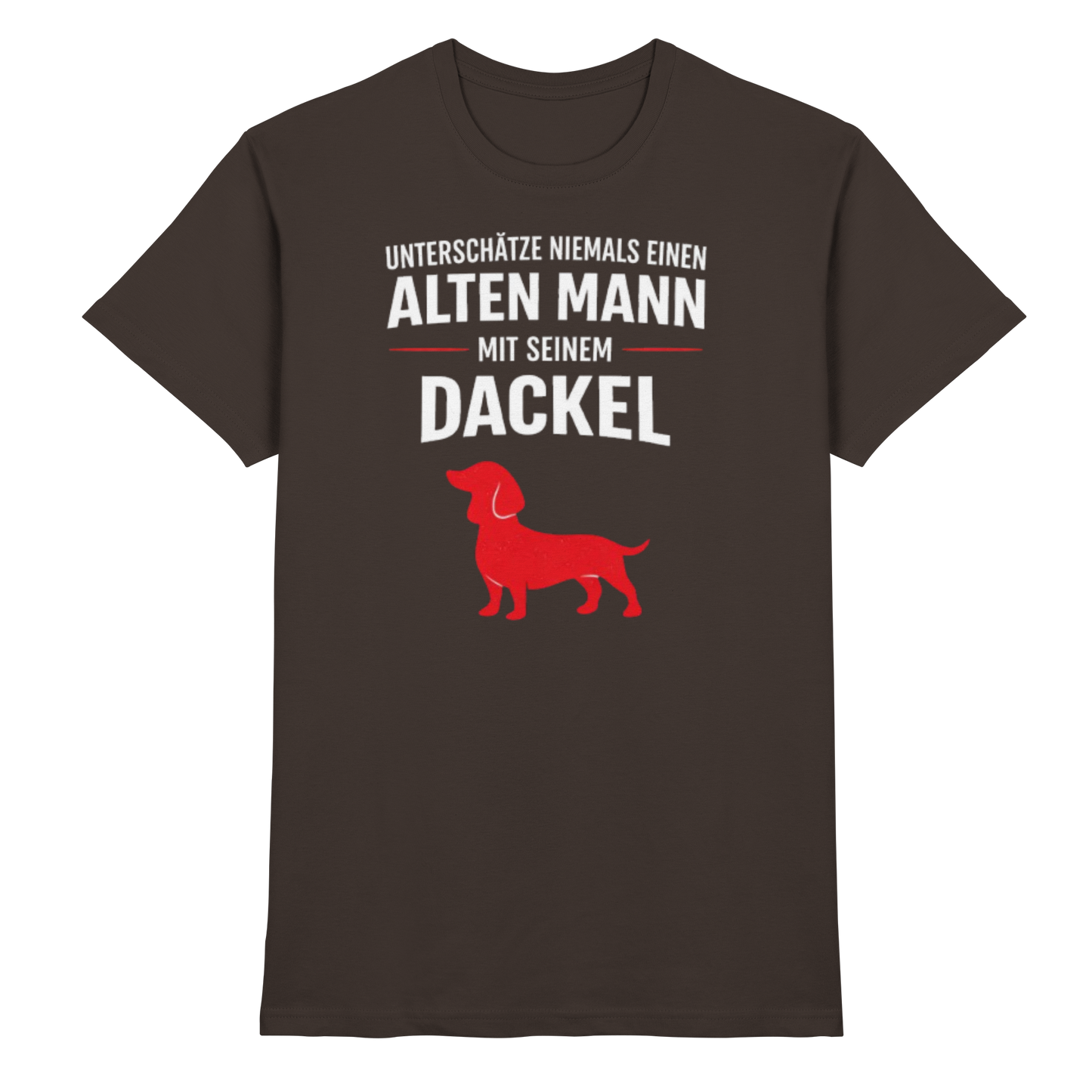 Premium Pfotenpoesie T-Shirt Unterschätze niemals einen Alten Mann mit seinem Dackel