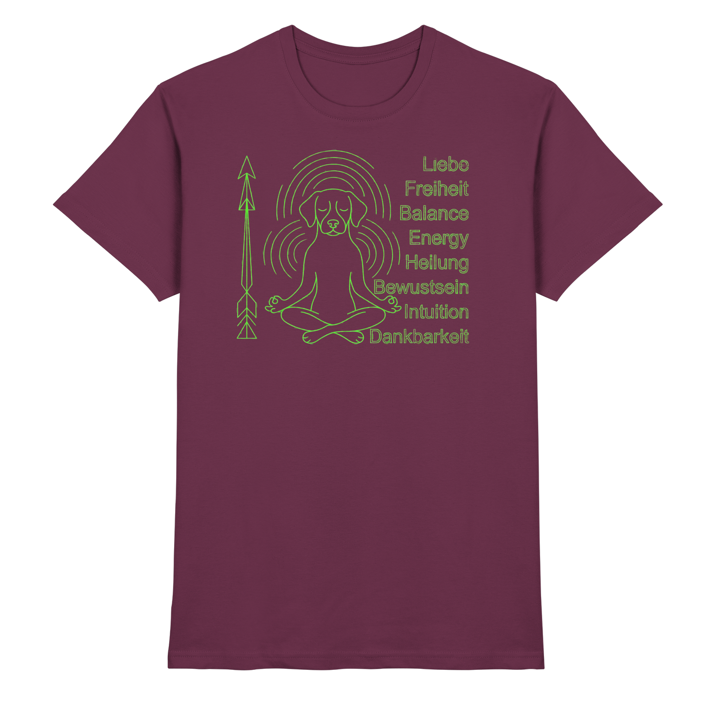 Premium Pfotenpoesie Unisex Shirt meditierender Hund