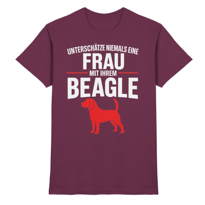 Unterschätze Niemals Eine Frau Mit Ihrem BEAGLE Premium Shirt