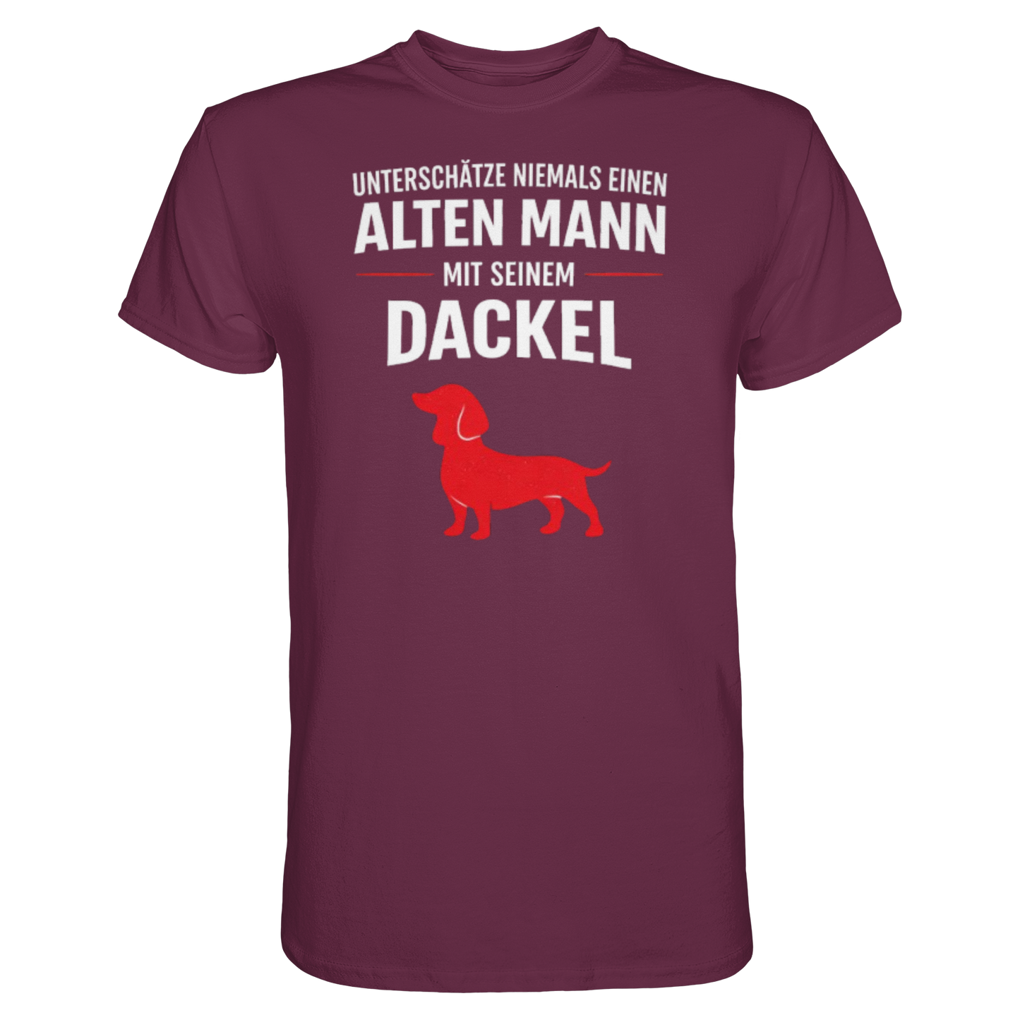 Premium Pfotenpoesie T-Shirt Unterschätze niemals einen Alten Mann mit seinem Dackel