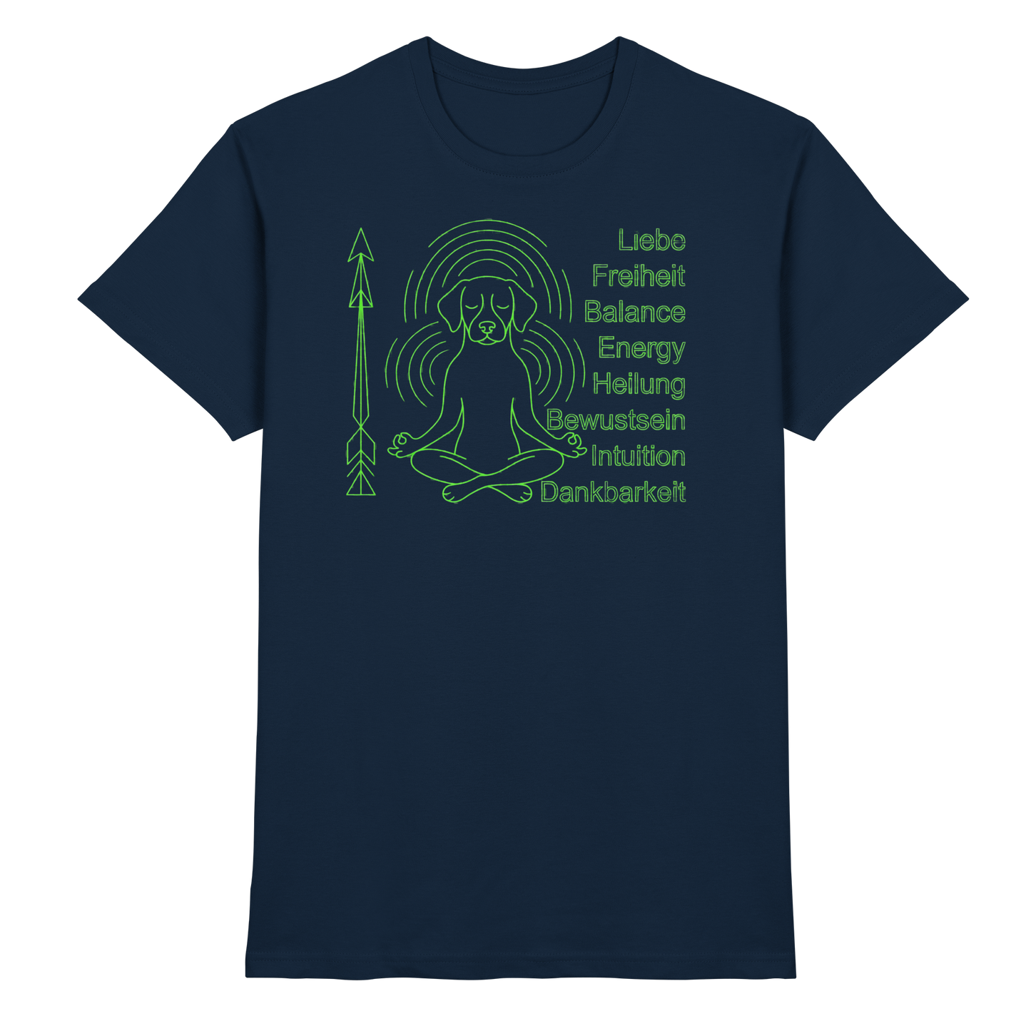 Premium Pfotenpoesie Unisex Shirt meditierender Hund