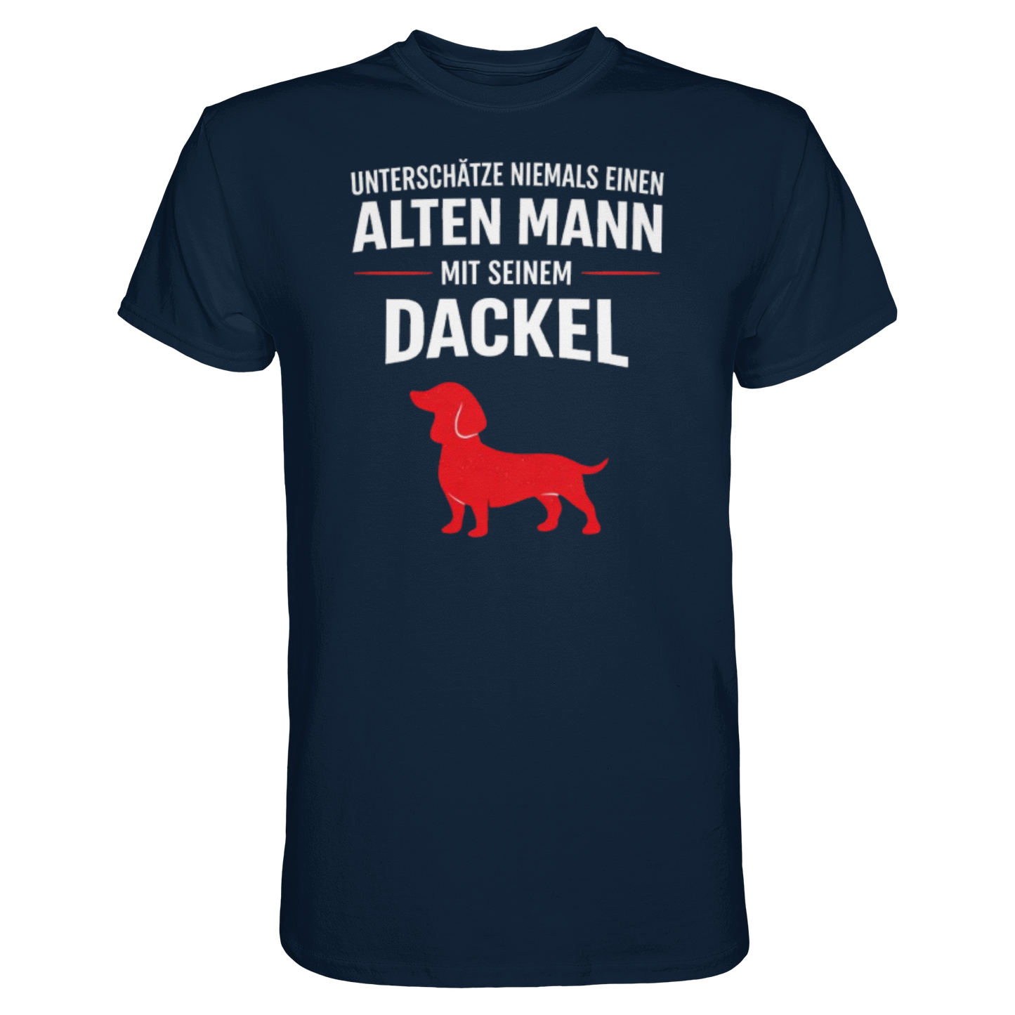 Premium Pfotenpoesie T-Shirt Unterschätze niemals einen Alten Mann mit seinem Dackel