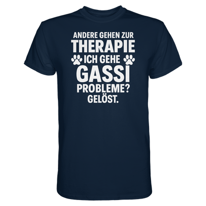 Andere gehen zur Therapie, ich gehe Gassi Premium Unisex Shirt Pfotenpoesie