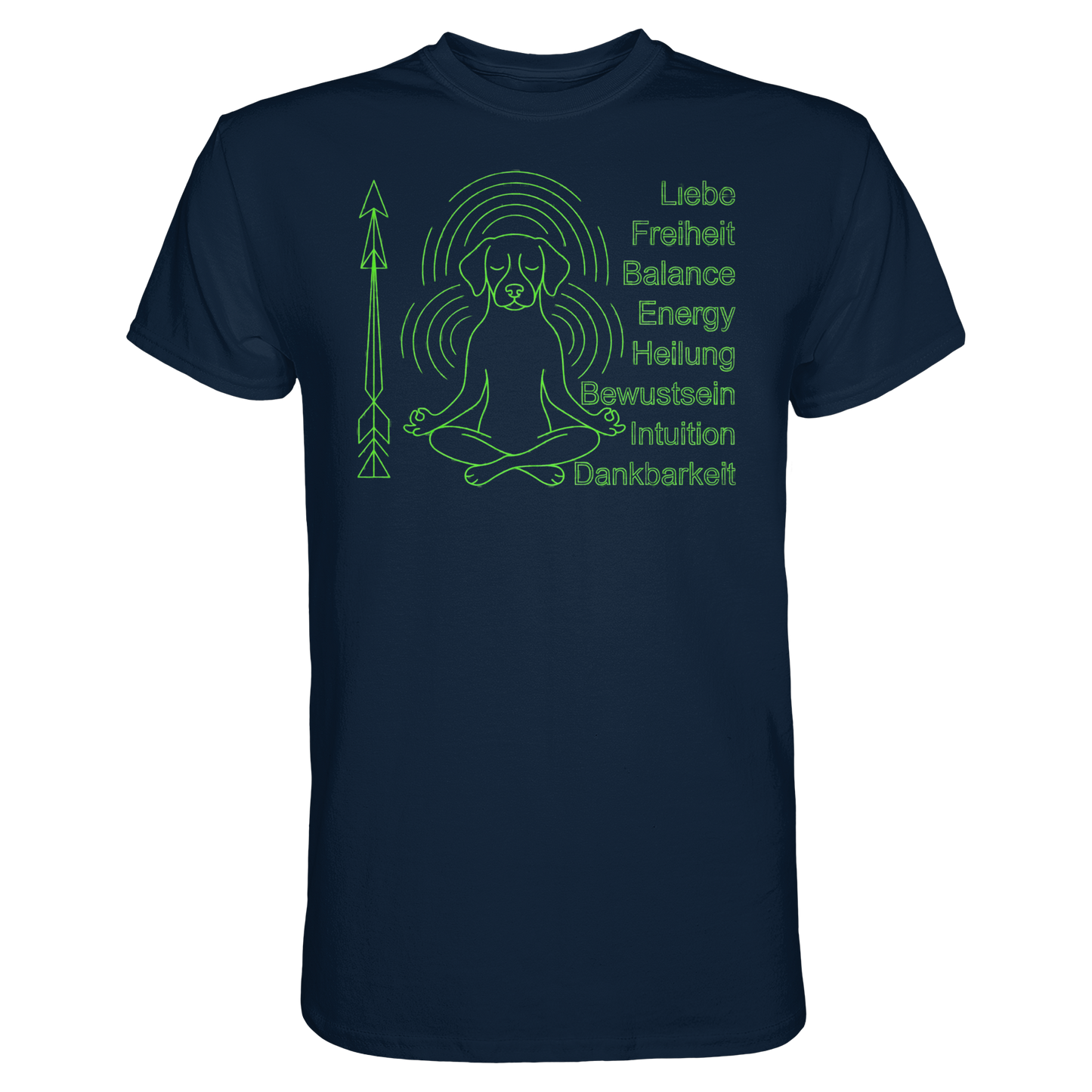 Premium Pfotenpoesie Unisex Shirt meditierender Hund