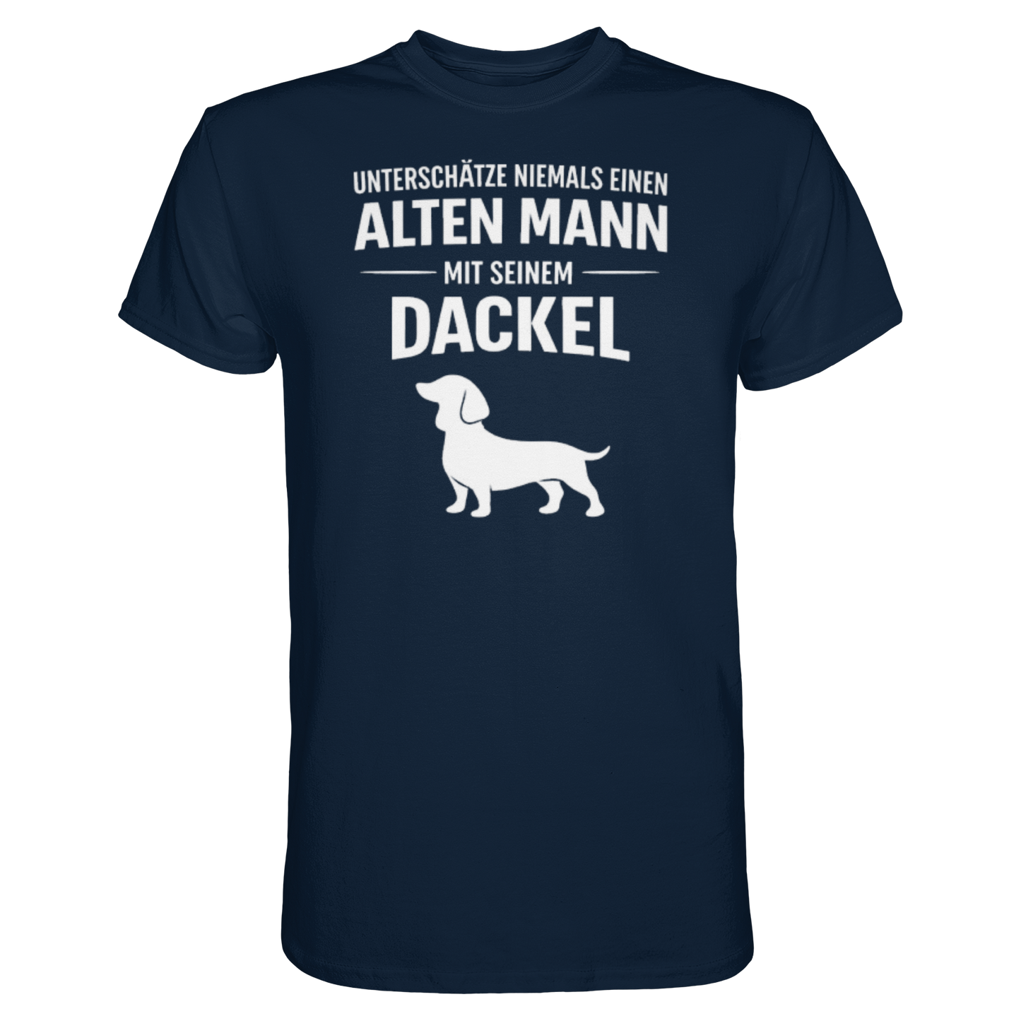 Premium Pfotenpoesie T-Shirt Unterschätze niemals einen Alten Mann mit seinem Dackel