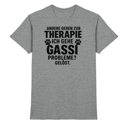 Andere gehen zur Therapie, ich gehe Gassi Premium Unisex Shirt Pfotenpoesie