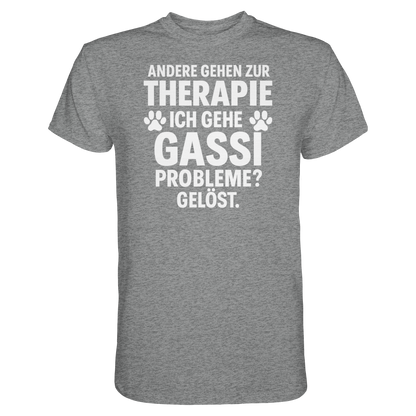 Andere gehen zur Therapie, ich gehe Gassi Premium Unisex Shirt Pfotenpoesie