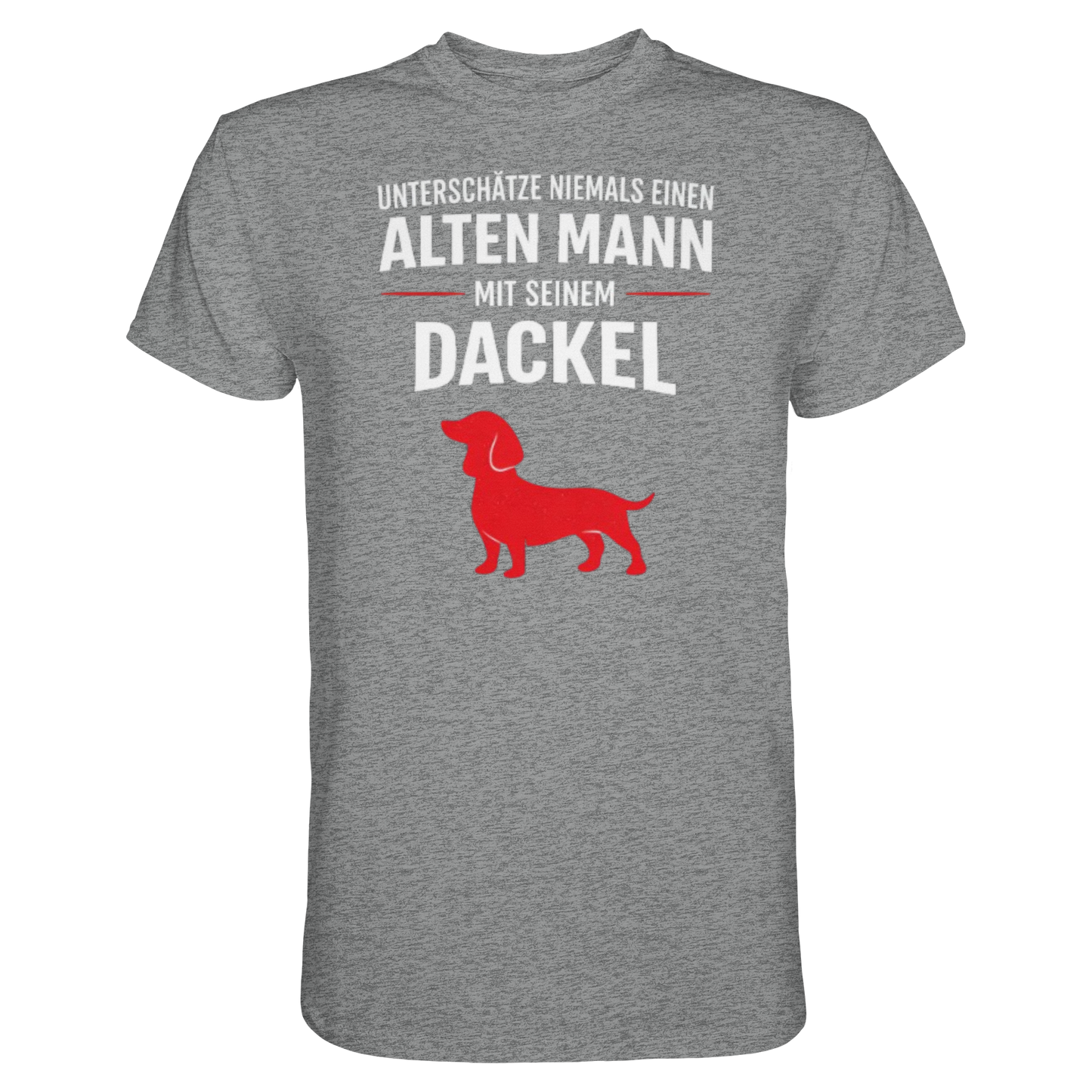 Premium Pfotenpoesie T-Shirt Unterschätze niemals einen Alten Mann mit seinem Dackel