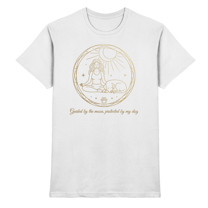 Guided by the Moon, Protected by My Dog Premium Unisex Shirt Pfotenpoesie