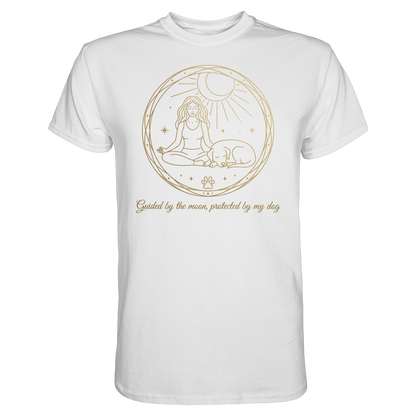Guided by the Moon, Protected by My Dog Premium Unisex Shirt Pfotenpoesie