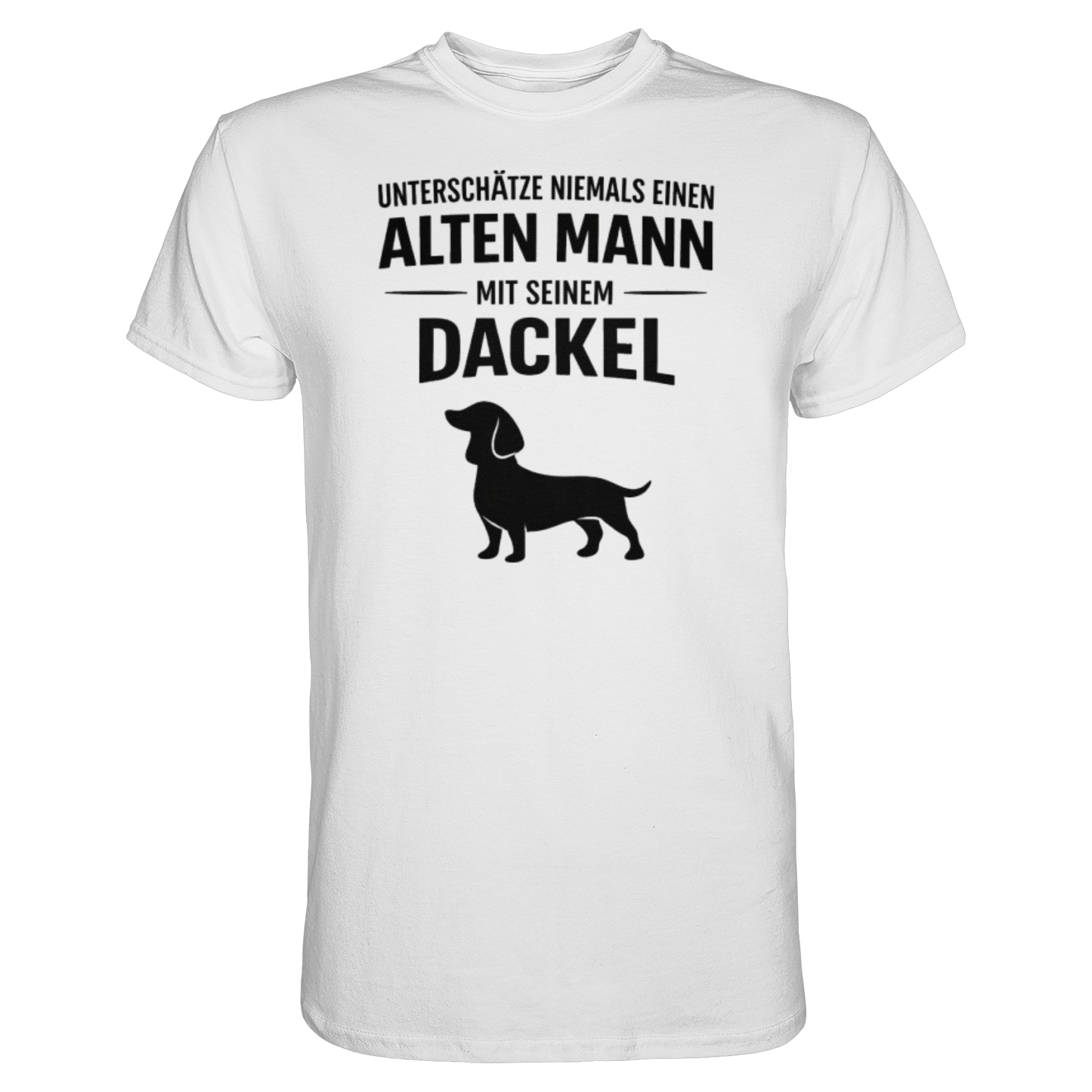 Premium Pfotenpoesie T-Shirt Unterschätze niemals einen Alten Mann mit seinem Dackel
