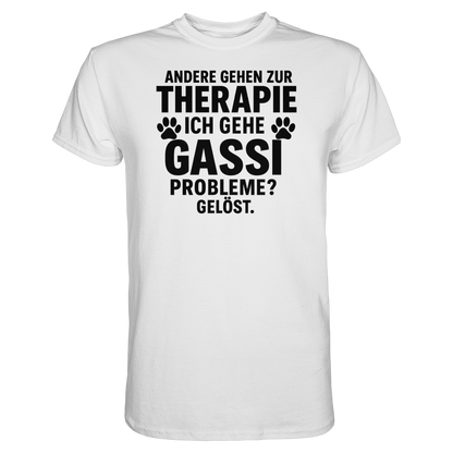 Andere gehen zur Therapie, ich gehe Gassi Premium Unisex Shirt Pfotenpoesie