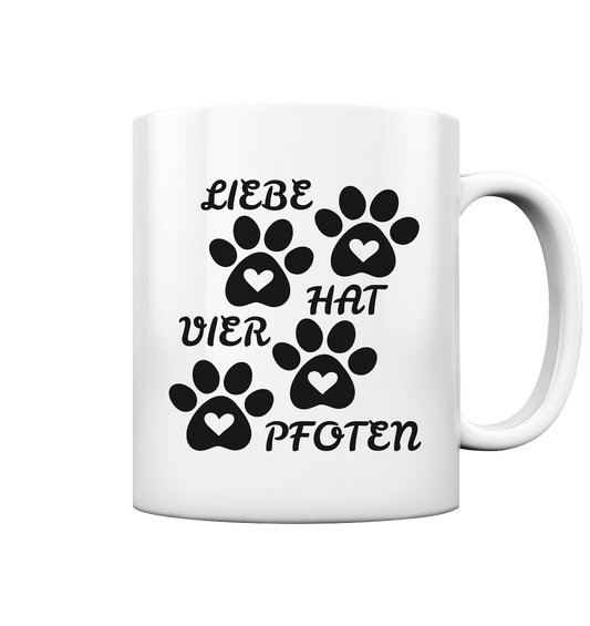 Premium Pfotenpoesie Tasse Liebe Hat Vier Pfoten