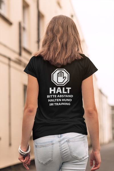 HALT Abstand halten, Hund im Training Premium  Unisex Shirt