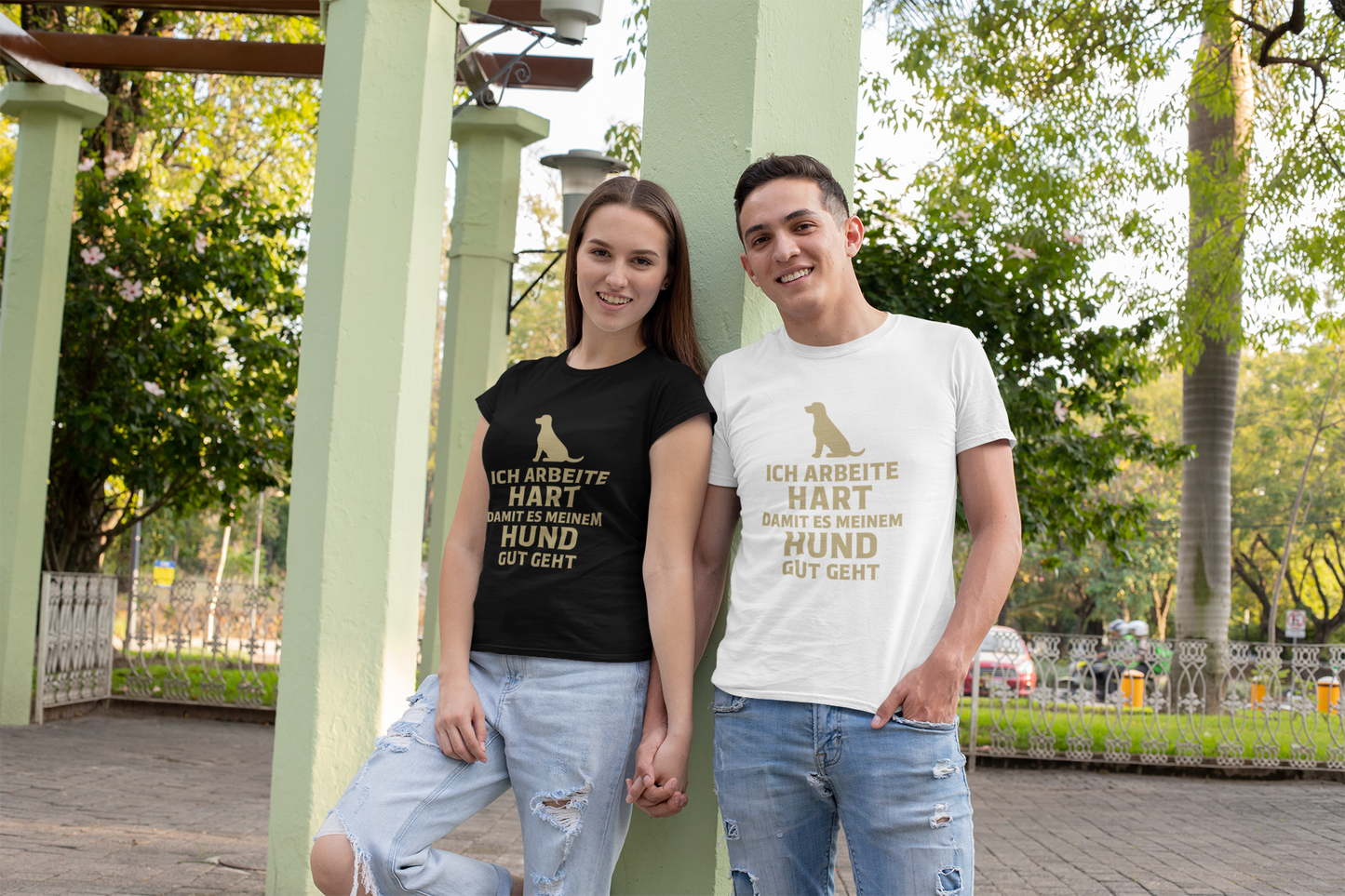 Premium Pfotenpoesie Unisex Shirt Ich Arbeite Hart