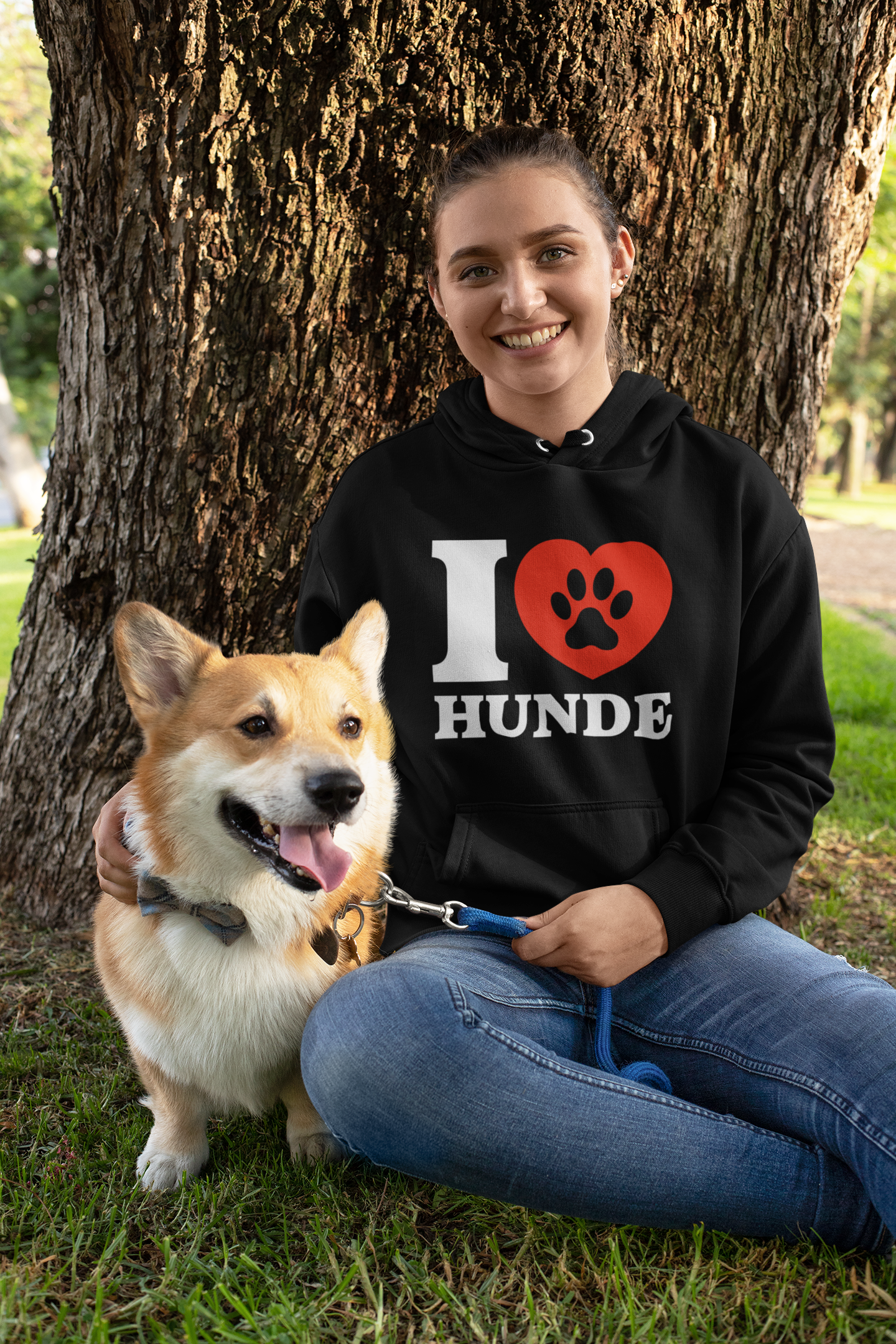Premium Pfotenpoesie Hoodie Ich Liebe Hunde