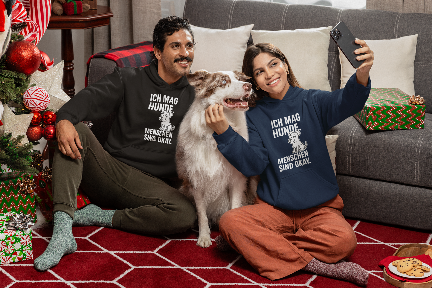 Premium Pfotenpoesie  Unisex Hoodie Ich mag Hunde. Menschen sind okay