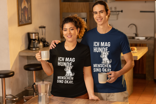 Premium Pfotenpoesie Unisex Shirt Ich mag Hunde. Menschen sind okay