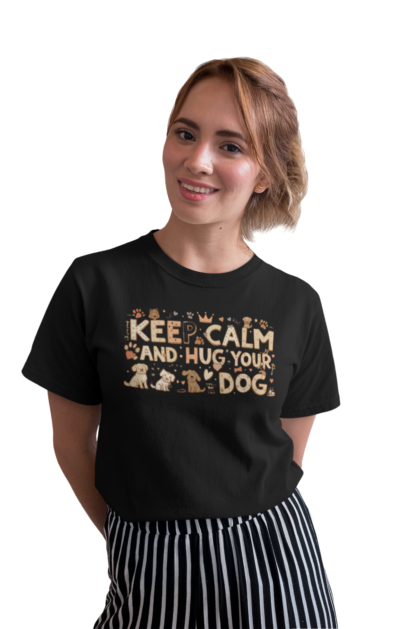 Premium Pfotenpoesie Shirt Keep Calm And Hug Your Dog