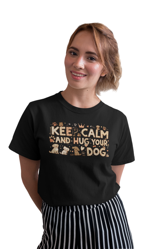 Premium Pfotenpoesie Shirt Keep Calm And Hug Your Dog