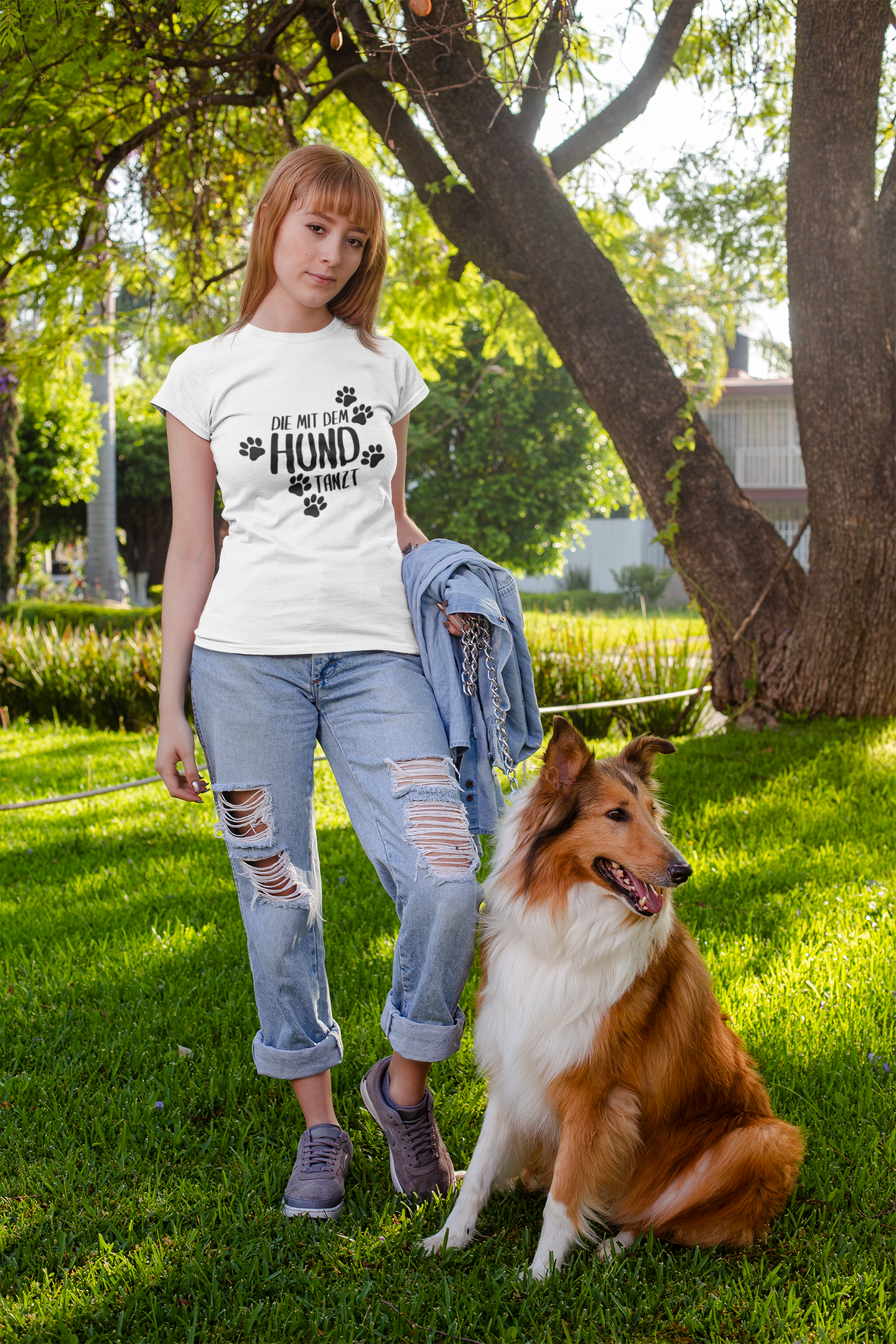 Premium Pfotenpoesie Shirt Die Mit Dem Hund Tanzt