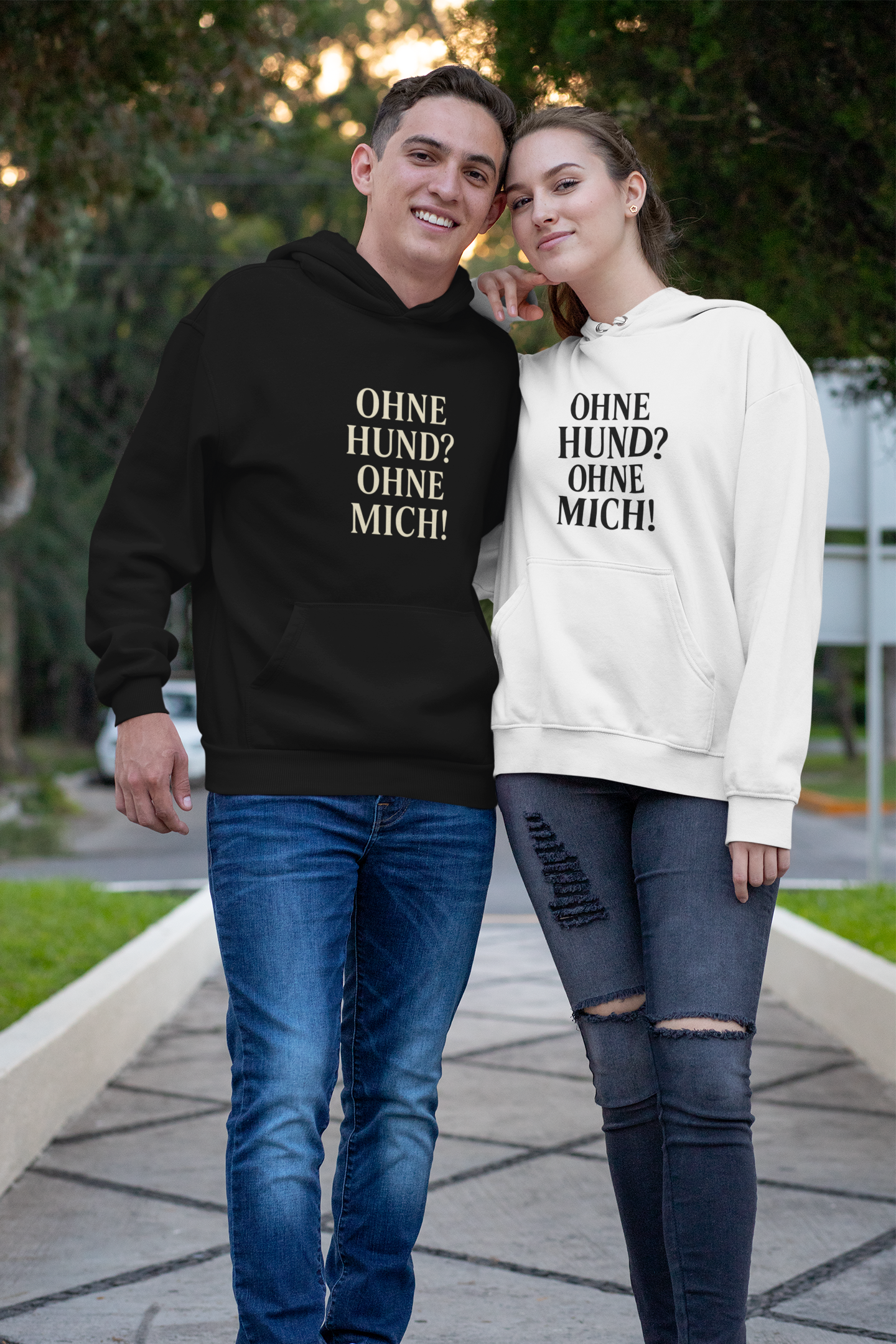 Premium Pfotenpoesie Unisex Hoodie Ohne Hund? Ohne mich