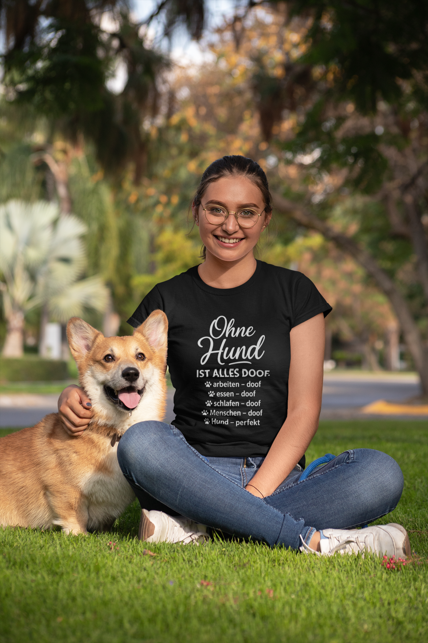 Premium Pfotenpoesie Shirt Ohne Hund ist alles Doof