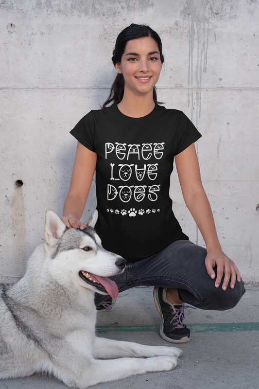 Premium Pfotenpoesie Shirt Peace Love Dogs