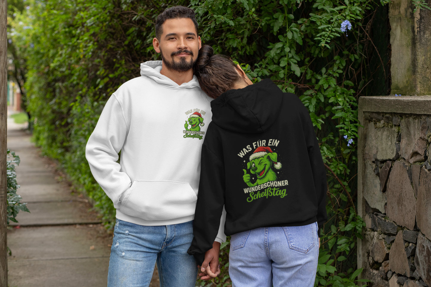 Premium Pfotenpoesie Unisex Hoodie Was für ein wunderschöner Scheißtag