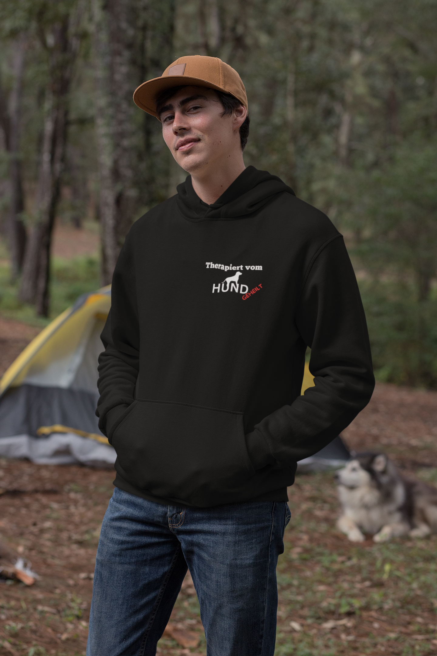 Premium Pfotenpoesie Hoodie Therapiert vom Hund