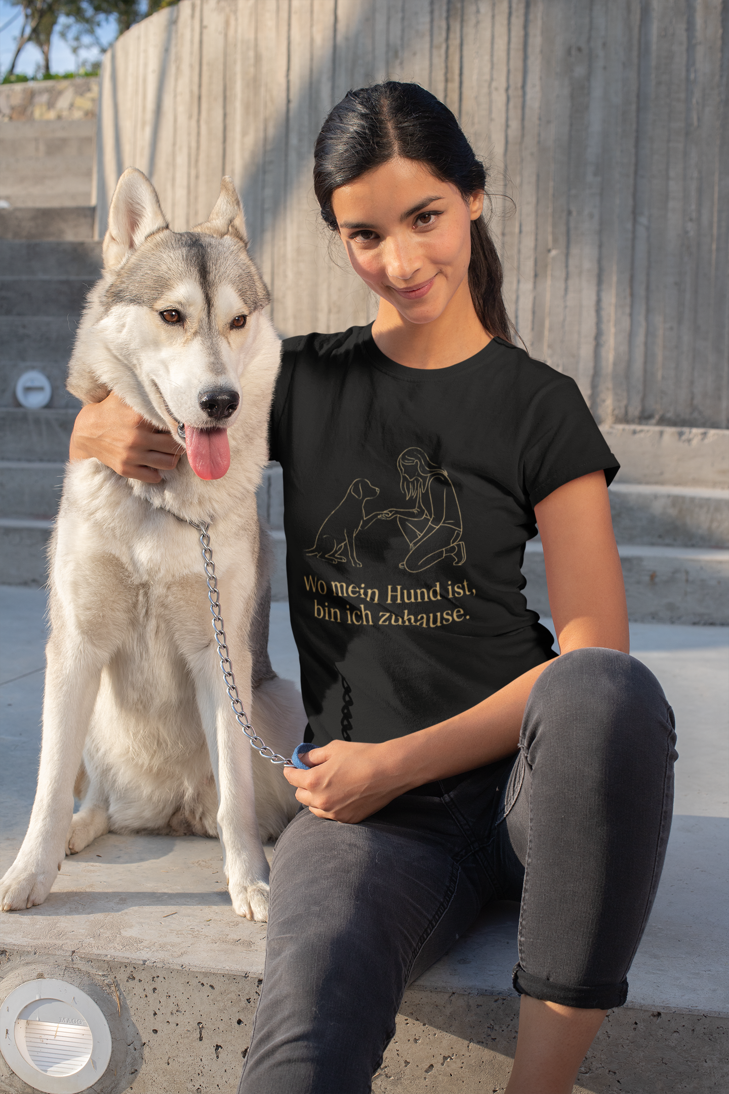 Premium Pfotenpoesie Unisex Shirt Wo mein Hund ist bin Ich Zuhause